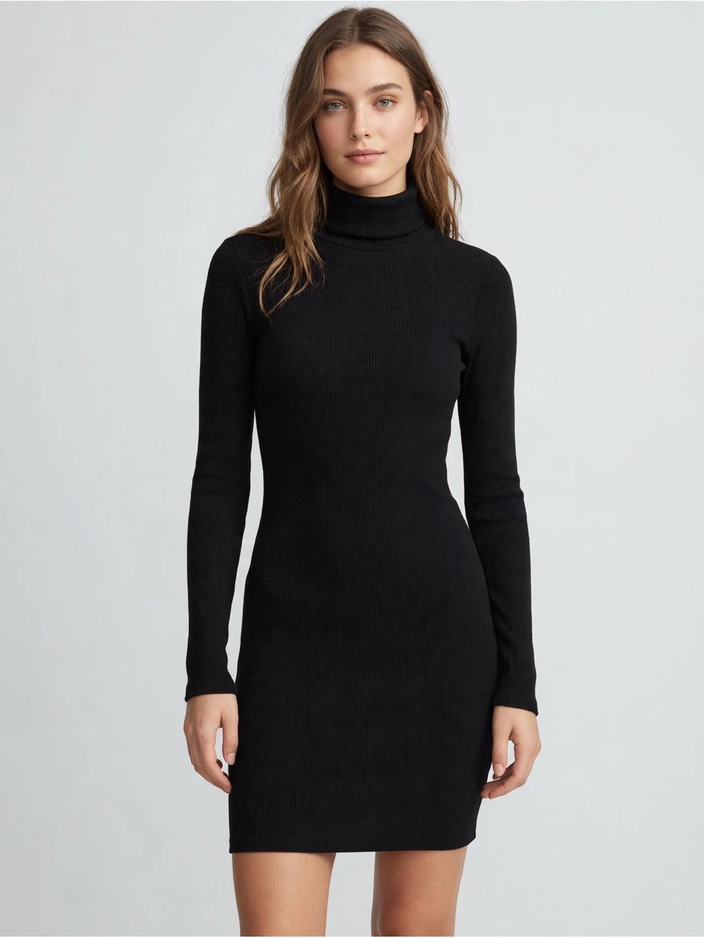 Old Navy Black Ribbed Turtleneck Long-Sleeve Dress M.